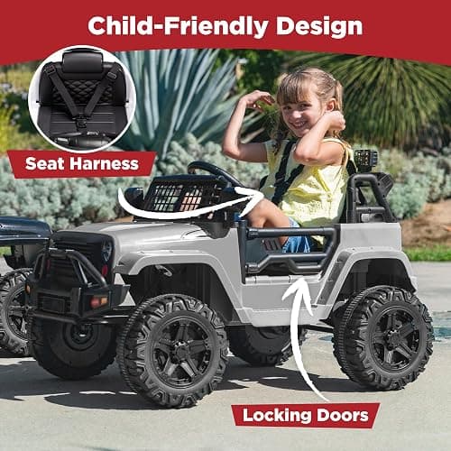 Best Choice Products 12V Kids Electric Vehicle Toy Ride On Car with Parent Remote Control for Toddlers, Seat Harness, 61 lbs Weight Capacity, Locking Doors, Spring Suspension, Bluetooth - Gray thumbnail 5
