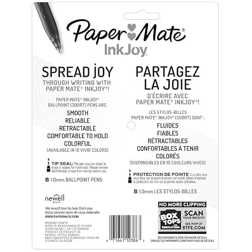 Paper Mate InkJoy 300RT Retractable Ballpoint Pens, Medium Point, Black/Red/Blue Ink, 8 Pack (1945918) thumbnail 7