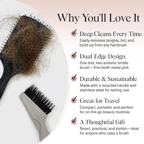 Kitsch Hair Brush Cleaner Tool | Double-Sided 2-in-1 Brush Cleaner for Hair Brushes & Combs | Eco-Friendly Cleaning Tool with Pick & Bristles, Perfect Gifts for Women | Hair Stylist Essentials thumbnail 3