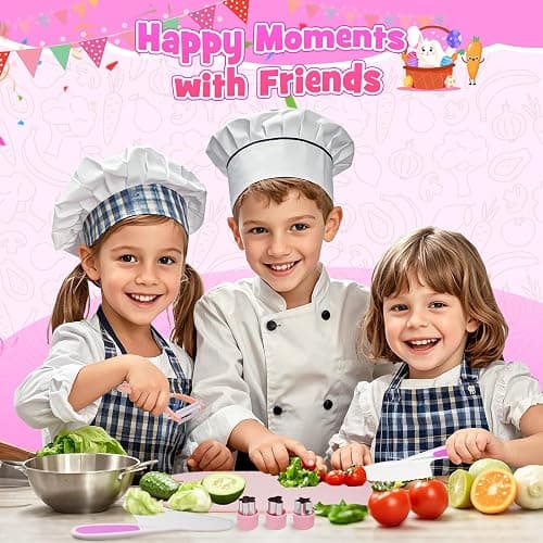9 Pcs Kids Safe Knife Set for Real Cooking, Kids Kitchen Knife Set with Cutting Board,Crinkle Cutter,Sandwich Cutter, Montessori Kitchen Tools for Toddlers Kid 3-10 Years Old Girl Boy Birthday Gifts thumbnail 6