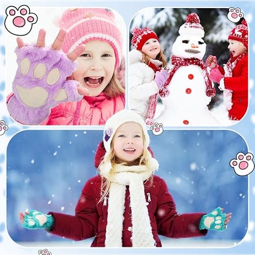 Geyoga 3 Pairs Cat Paw Gloves Therian Theme Furry Kawaii Plush Fingerless Paws Cosplay Gloves Girls Women Gift Costume Favor thumbnail 2