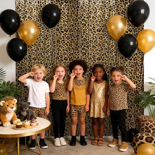 OQOQ Cheetah Print Birthday Decorations Backdrop (2 Pack), Extra Long 3.3x8.2ft Leopard Tinsel Fringe Curtains Animal Print Party Decor Jungle Safari Bachelorette Party Supplies Photo Props Booth thumbnail 5