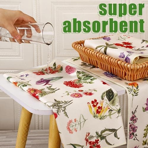 Preboun Set of 4 Vintage Wildflower Dish Towels for Kitchen Decorative 16 x 24 Inch Floral Kitchen Towels Hand Floral Bath Towels Dish Cloth for Cooking Tea Bathroom Woman Guest Housewarming Gift thumbnail 4