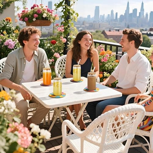 BUCOMTU 6 Pièces Verres à Boire avec Couvercles en Bambou et Paille en Verre,Verre Canette 500 ml, avec Couvercle et Paille,Pour Ice Coffee, Cocktail, Smoothie thumbnail 7