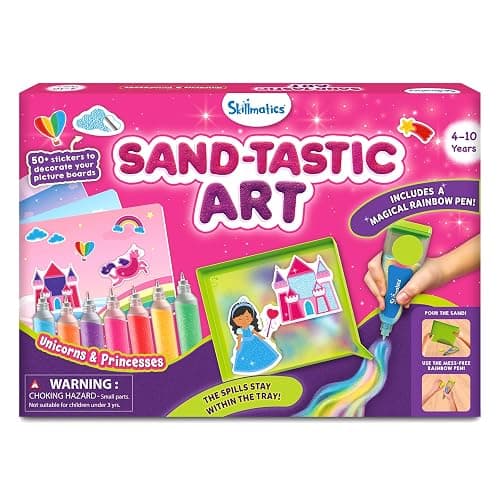 Skillmatics Sand Art Activity - Mess-Controlled DIY Unicorn & Princess Craft Kit with 50+ Colorful Stickers, Creative & Fun Hands-On Activity, Christmas Gifts for Ages 4, 5, 6, 7, 8, 9, 10 - Image 1