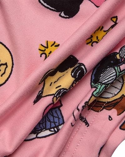 COCO BRANDS Peanuts Snoopy Womens Pajama Set - 2 Piece Short Sleeve Button Down Sleep Shirt and Pajama Shorts thumbnail 4