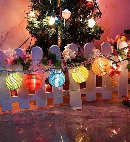 SUNSGNE Lantern String Lights, 8.5FT Indoor Lantern Christmas Lights with 10 LED Colorful Lanterns for Home Patio Party Wedding Bistro Indoor Bedroom Decoration thumbnail 6