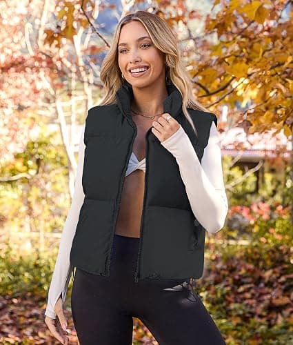 MEROKEETY Puffer Vest Women 2025 Fall Winter Sleeveless Jackets Lightweight Warm Stand Collar Quilted Zip Up Coat thumbnail 5