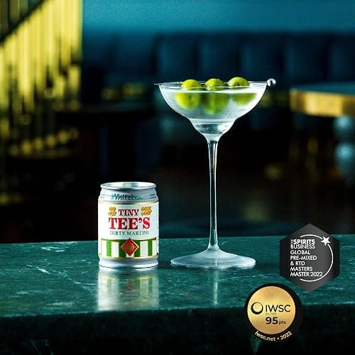 WHITEBOX COCKTAILS Single Serve Classic Tiny Tee's Dirty Martini — Case Of 4 Cocktail Cans | Classic Full Strength Dirty Martini | Pre-mixed Cocktails Ready To Drink 4x100ml thumbnail 3