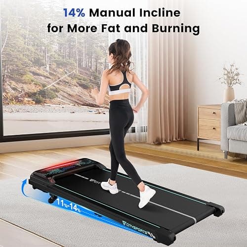 CITYSPORTS Tapis de Course Électrique Inclinable 11–14%, Tapis Roulant Silencieux 1–6 km/h, Écran LED, avec Télécommande, Tapis de Marche pour la Maison et Le Bureau thumbnail 6