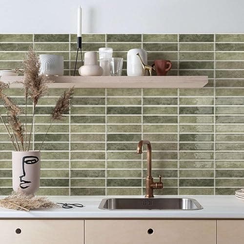 Alwayspon 10 Sheets 12x12inch Retro Green 3D Vinyl Backsplash Tiles, Self-Adhesive Peel and Stick Wall Tile Stickers Stick on Subway Tiles for Kitchen Bathroom Wall thumbnail 4