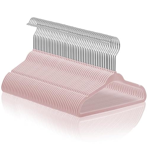 Casafield 50 Velvet Baby Hangers - 11" Size for Infant & Toddler Clothes - Light Pink - Image 1