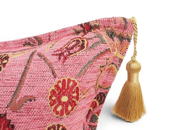 YUSUF COLLECTION - Turkish Fabric Pillow Cover 18x18, Pale Pink Boho Throw Pillow, Caucasus Carnation Pattern Decorative Sofa Accent Ethnic Cushion thumbnail 2