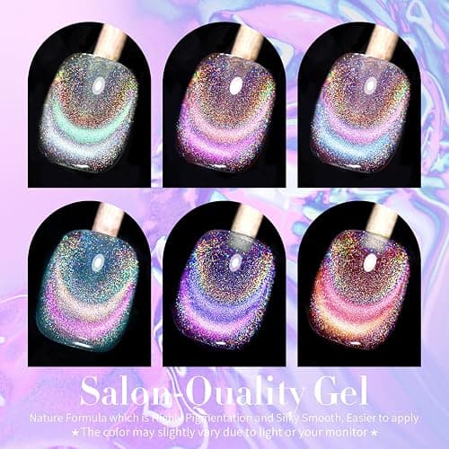 BORN PRETTY Magnetic Gel Nail Polish Set 6 Colors Rainbow Iridescent Gel Polish Cat Magnet Eye Sparkle Nail Polish Varnish U V/LED Nail Art Nail Salon Manicure thumbnail 3