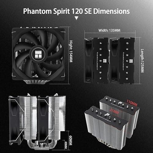 Thermalright PS120SE CPU Air Cooler, 7 Heat Pipes CPU Cooler,Dual 120mm TL-C12B V2 PWM Fan, AGHP 4.0 Technology, S-FDB Bearing, for AMD AM4 AM5/Intel 1700/1150/1151/1200/1851, PC Cooler thumbnail 6