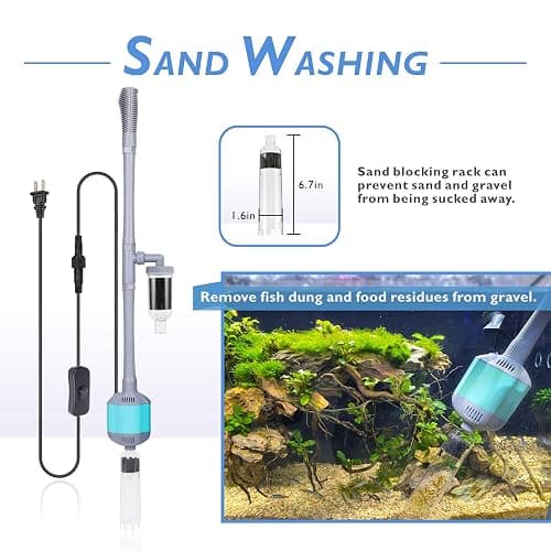 hygger 360GPH Electric Aquarium Gravel Cleaner, 5 in 1 Automatic Fish Tank Cleaning Tool Set Vacuum Water Changer Sand Washer Filter Siphon Adjustable Length 15W thumbnail 2