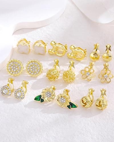 18 Pairs Clip on Earrings for Women Teens Girls Hypoallergenic Non Pierced Earrings Cute Clip on Earrings Set Faux Pearl Heart Flower Love Knot Clip on Stud Earrings Jewelry Gifts thumbnail 6