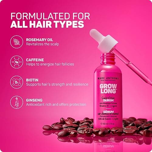 Marc Anthony Grow Long Scalp & Hair Serum - Anti-Breakage Formula Nourish, Strengthen & Hydrate Scalp & Hair Follicles - Natural Shine & Fuller-Looking Hair Strands from Root to Tip, 2 fl oz thumbnail 5