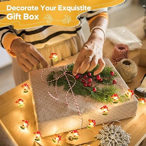 Coquimbo Mushroom Lights Room Cottagecore Decor: Gifts for Teen Girls Boys Kids, 10FT 30LED Fairy Lights Battery Operated Cute Mushroom Lamp Decorations for Birthday Christmas Party Wedding Home thumbnail 6