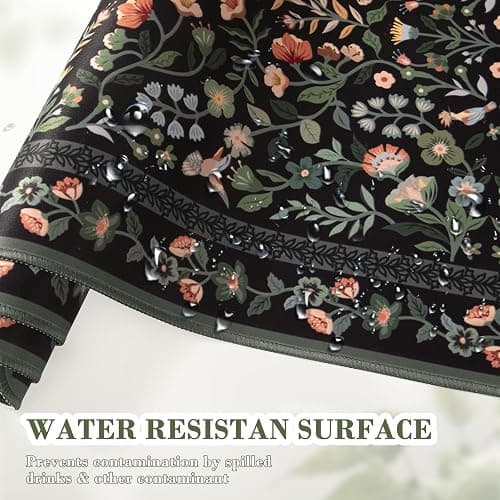 iCasso Floral Desk Mat,Mouse Pad for Office Decor,35.4x15.7in,Black | Back to School Desk Pad Mat, Anti-Slip Big Mousepad with Stitched Edges for Computer Desktop,Smooth Water-Resistant thumbnail 5