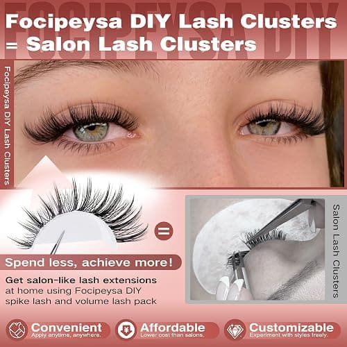 Focipeysa Wispy Lash Clusters Kit Spikes Eyelash Clusters Kit Manga Eyelash Extensions Kit with Bottom Lashes Individual Lashes Extensions Kit with Lash Bond and Seal Lash Tweezers thumbnail 2