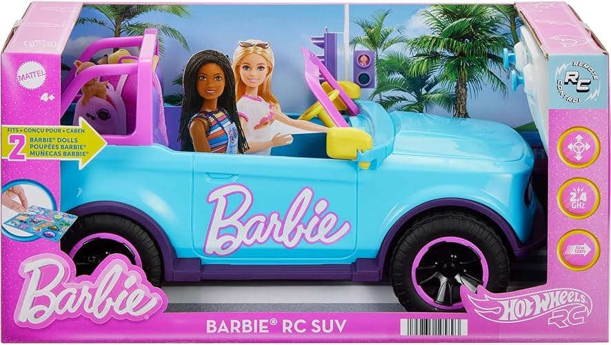 Barbie Hot Wheels RC SUV Plus Energizer AA and AAA Alkaline Batteries, Remote-Control Pink Vehicle That Fits 2 Fashion Dolls & Accessories, Includes Kid-Applied Stickers for Customization thumbnail 7