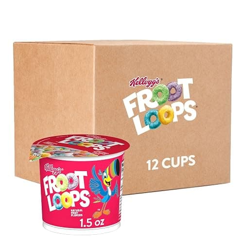 Kellogg's Froot Loops Breakfast Cereal Cups, Fruit Flavored, Breakfast Snacks with Vitamin C, Original, 18oz Case (12 Cups) - Image 1