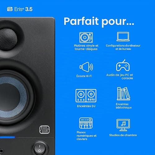 PreSonus Eris 3.5 Gen 2, Enceintes Actives 3,5" de Bureau pour Multimédia, Gaming, Production Musicale de Qualite Studio, Puissance de 50 W thumbnail 3
