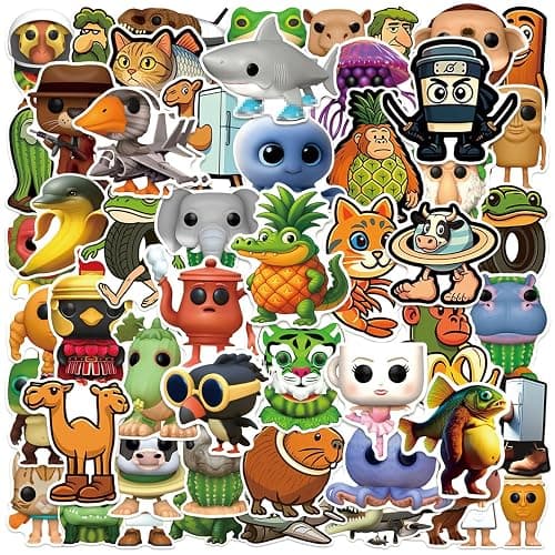 50Pcs Italian Brainrot Animals Stickers for Kids, Tralalero Tralala Stickers for Water Bottles, Tung Tung Tung Sahur Sticker Pack Waterproof Vinyl for Laptop Phone Party Favors Decals - Image 1