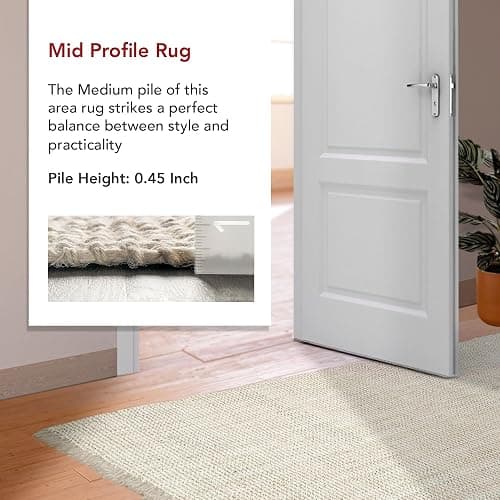 nuLOOM 6x9 Daniela Jute Tassel Hand Woven Area Rug, Off White, Solid Chunky Farmhouse Design, Natural Fiber, For Bedroom, Dining Room, Living Room, Hallway, Office, Entryway thumbnail 6