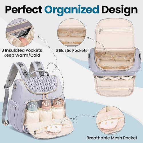 Tealari 4 in 1 Convertible Diaper Bag Backpack,Waterproof Baby Diaper Bag with Changing Pad,Converts into Baby Tote Bag,Diaper Backpack,Stroller Bag and Crossbody Diaper Bag thumbnail 7