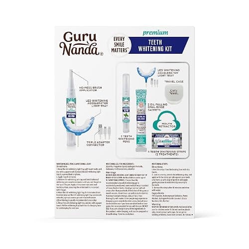 GuruNanda Premium Teeth Whitening Kit with Wired LED Light & Whitening Pen, Works with iPhone & Android, Helps Remove Surface Stains from Coffee, Food, Soda thumbnail 10