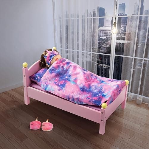 K.T. Fancy 8 PCS 18 Inch Girl Doll Clothes and Accessories Sleeping Sheet,Pajamas,Eye Mask,Unicorn Slippers,Pillow(Doll and Bed are Not Included) thumbnail 2