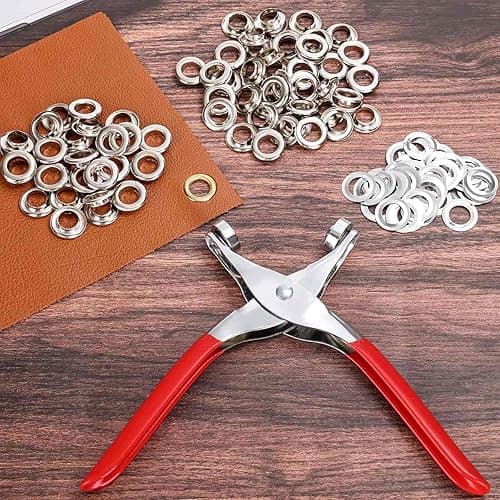 643Pcs Grommet Tool Kit 12mm 1/2 Inch(Inside Hole Size) Eyelet Kit with 320Pcs Eyelets Grommets, 320Pcs Washers and Grommet Eyelet Pliers for Leather/Belt/Shoes/Crafts thumbnail 6