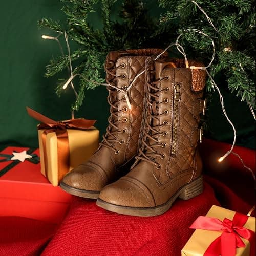 STQ Women's Combat Boots Mid Calf Winter Boots thumbnail 8
