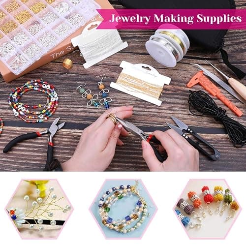 shynek 1857 Pcs Jewelry Making Supplies Kit for Adults, Jewelry Making Tools with Earring Hooks, Findings, Wires, Chains and Helping Hands for Crafts Making and Repair thumbnail 7