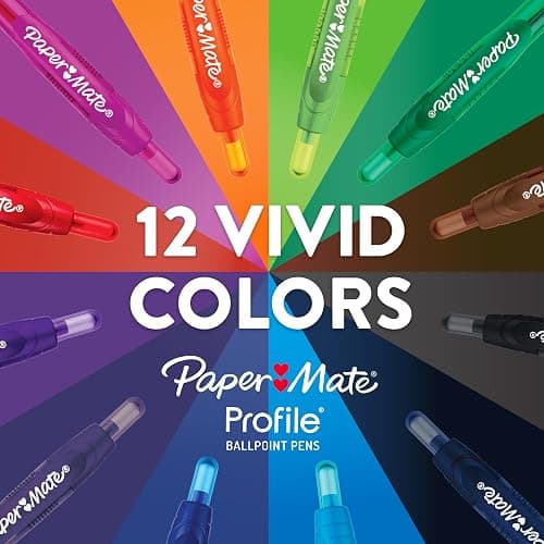 Paper Mate Profile Retractable Ballpoint Pens, Bold Point (1.4mm), Black Ink, 12 Count - Writing, Journaling, Office Supplies thumbnail 8