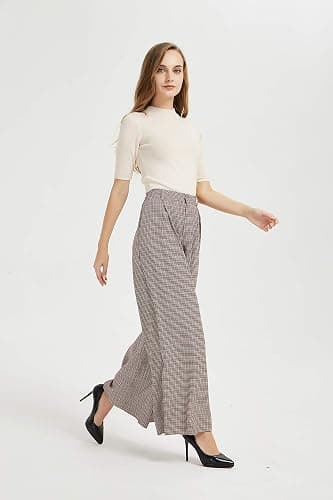 Tronjori Women High Waist Casual Wide Leg Long Palazzo Pants Trousers Regular Size thumbnail 3