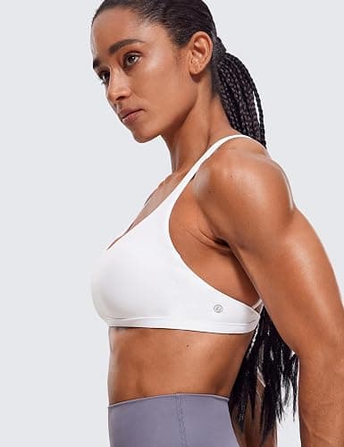 CRZ YOGA Naked Feeling Criss-Cross Sports Bra | Light Support, Removable Pads, Yoga, Sleek, Strappy Back, Scoop Neck, for Women thumbnail 4