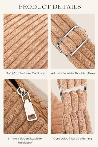 Ulisty Women Corduroy Hobo Bag Adjustable Strap Shoulder Bag Crossbody Bag Casual Purse Tote Bag Handbag thumbnail 4
