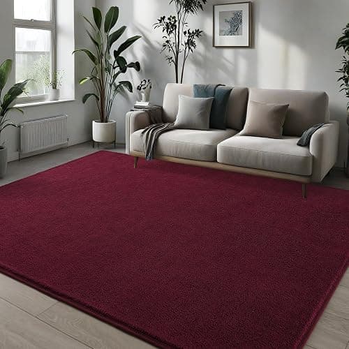 Pettop 4x6 ft Burgundy Red Area Rugs for Bedroom Living Room, Washable Memory Foam Indoor Carpet, Modern Aesthetic Minimalist Non Slip Soft Comfy Carpet for Boys Girls Dorm Home Decor thumbnail 3
