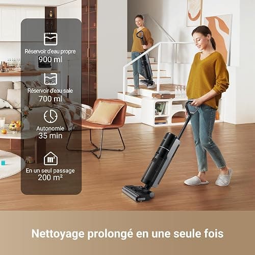 dreame H12 Pro Ultra Aspirateur Eau et poussière, Lavage 60 °C, Séchage 30 Min, Nettoyage Auto Double Rotation avec Racleur Résistant, Aspiration 16 000 Pa, Brosse 2 Bords, Détection Intelligents thumbnail 8