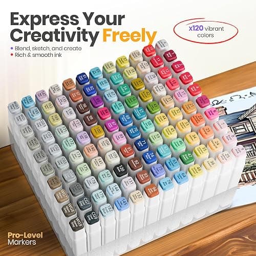 JACK BROWN 120 Colors Alcohol Markers Set with Fine & Chisel Dual Tip - Professional Art Markers for Adults & Kids, Perfect for Drawing, Sketching, Coloring & Animation - Includes Durable Marker Case thumbnail 5
