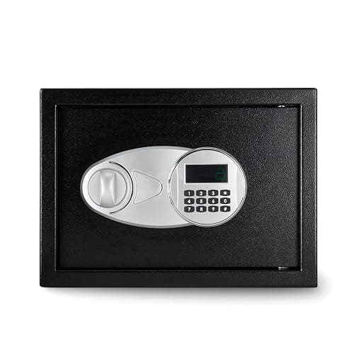 Amazon Basics Steel Security Safe and Lock Box with Electronic Keypad, Secure Documents Storage, Black, 0.5 Cubic Feet, 13.8"W x 9.8"D x 9.8"H, Removable Shelf thumbnail 4