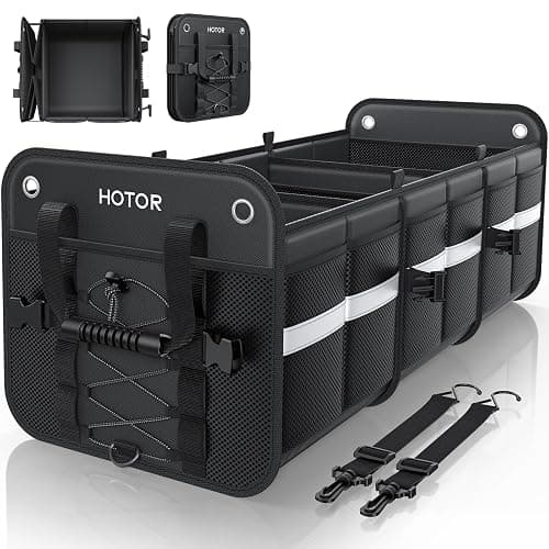 HOTOR Trunk Organizer for SUV – Car Storage Box with Reflective Strips, Collapsible Car Organizer with Large Capacity, Essential Car Accessories for Truck, Van & Sedan, Black, 33.1" x 13.0" x 12.0" - Image 1