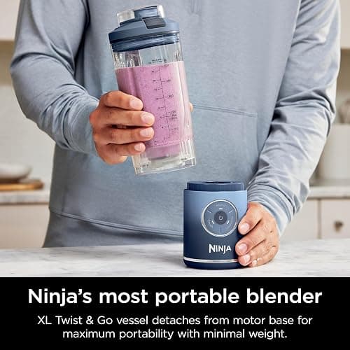 Ninja Blast Max, Portable Blender + Twist & Go, Personal Smoothie, Blend, Ice Crush, 3 Programs, Cordless, 22 oz removable Vessel, Dishwasher Safe, Leakproof, Navy, BC251NV thumbnail 3
