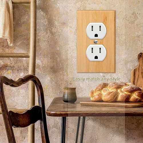 Pinkunn 10 Pieces Solid Wood Light Switch Plate Outlet Covers Bamboo Wooden Decorative Wall Plate for Home Bedroom Kitchen(Light Oak,Double Hole) thumbnail 7