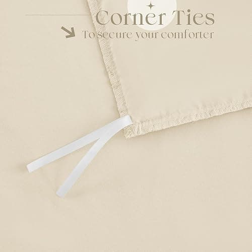 Horbaunal 5 Pcs Cream Ruffle Duvet Cover Full Size Soft Microfiber Shabby Chic Ruffled Duvet Cover Set, Vintage French Country Ruffle Bedding Set with Zipper Closure & Corner Ties, 80" x 90" thumbnail 7