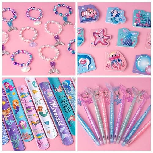 DMIGHT 110Pcs Mermaid Party Favors Including Stampers, Notebooks, Mermaid Party Decorations thumbnail 4