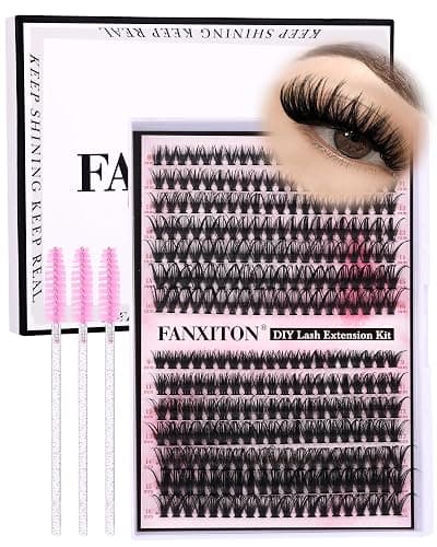 DIY Lash Extension Kit Cluster Lashes 280 pcs Lash Clusters with Lash Brush D Curl Volume Eyelashes Extensions 9-16 mm 40D+50D Individual Lashes Thin Band Eyelashes Cluster Kit for Beginners (No Glue) - Image 1